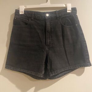 Zara Women's High Waisted Black Denim Mom Fit Shorts